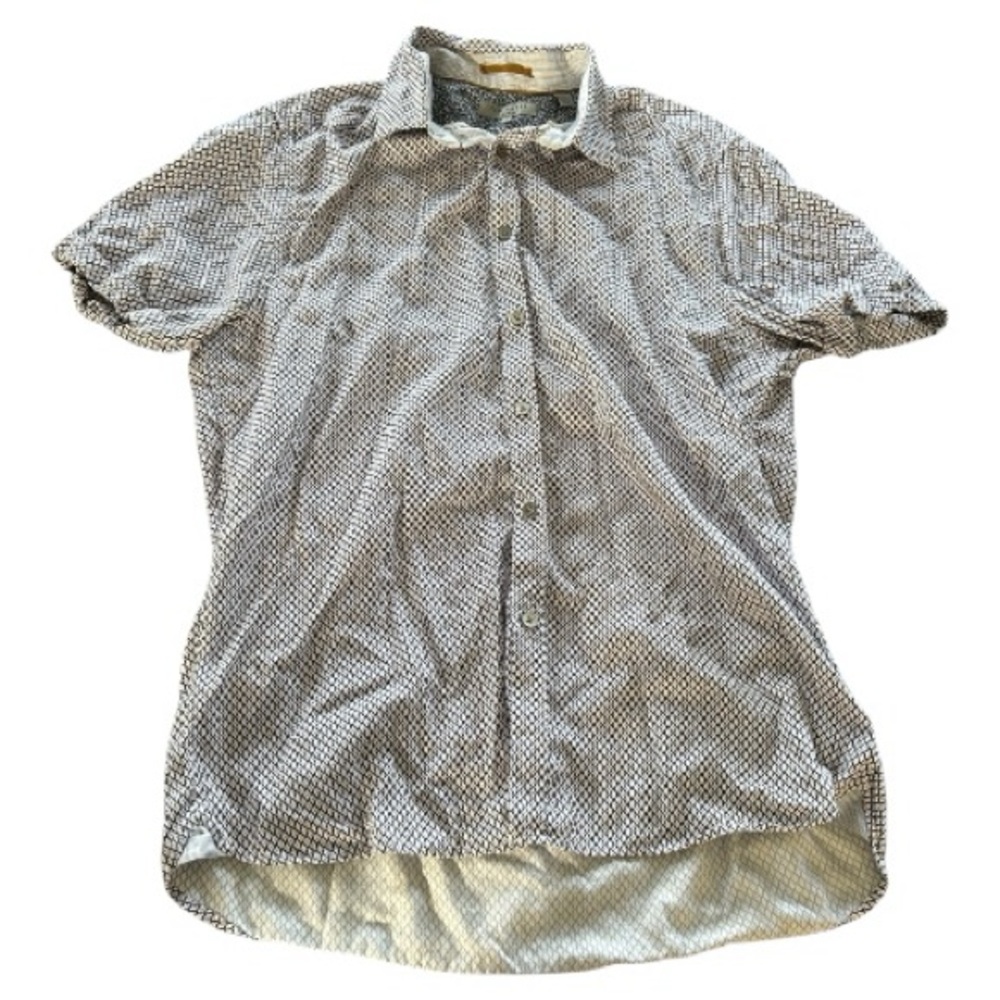 Ted baker white navy orange print short sleeve button down collared shirt